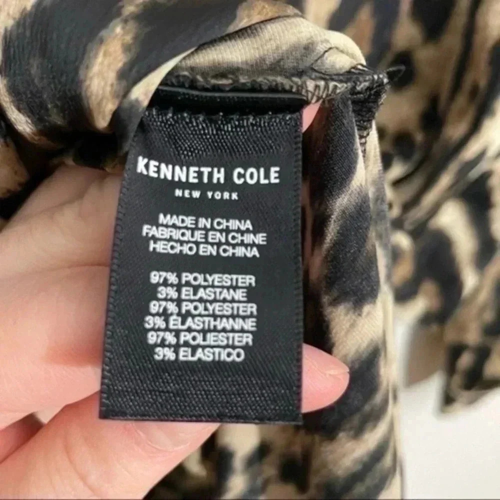 Kenneth Cole Leopard Print Button Down Dress Small - image 8